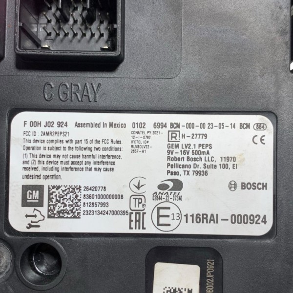 Módulo Conforto Bcm Gm Onix Premier Ii Turbo 2024